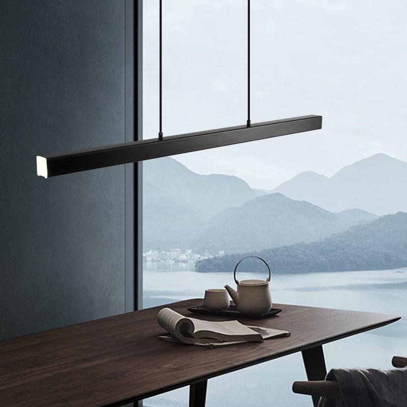 Moderne Metall LED Hängeleuchte Linear in Schwarz Braun Alternate