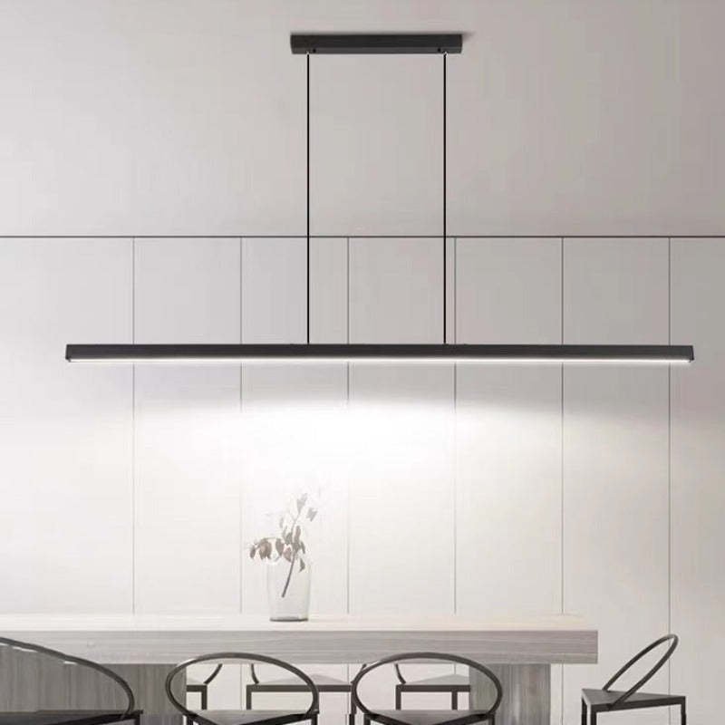 Moderne Metall LED Hängeleuchte Linear in Schwarz Braun Back