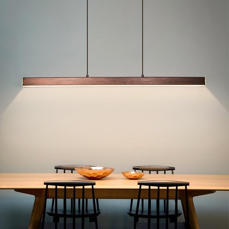 Moderne Metall LED Hängeleuchte Linear in Schwarz Braun Lifestyle