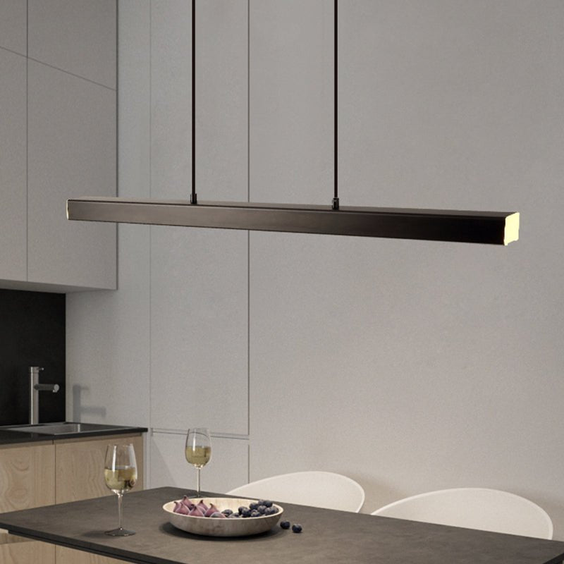 Moderne Metall LED Hängeleuchte Linear in Schwarz Braun Side
