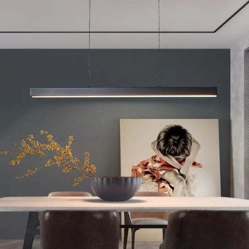 Moderne Metall LED Hängeleuchte Linear in Schwarz Braun View 11