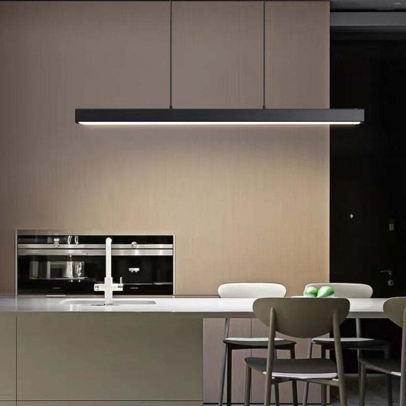 Moderne Metall LED Hängeleuchte Linear in Schwarz Braun View 12