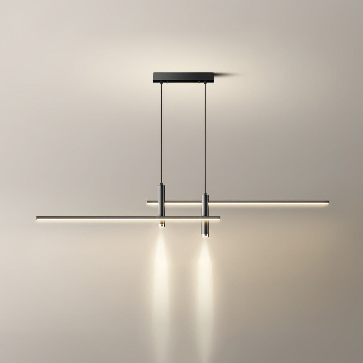 Moderne Metall LED Hängeleuchte Linear mit Spots Angle