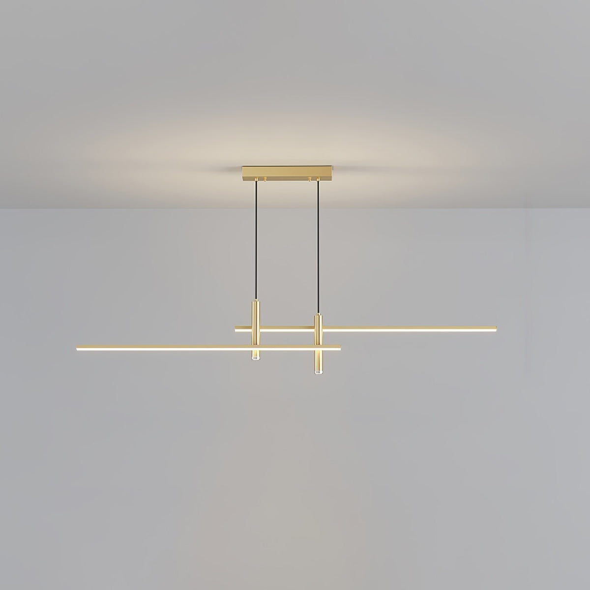 Moderne Metall LED Hängeleuchte Linear mit Spots Full