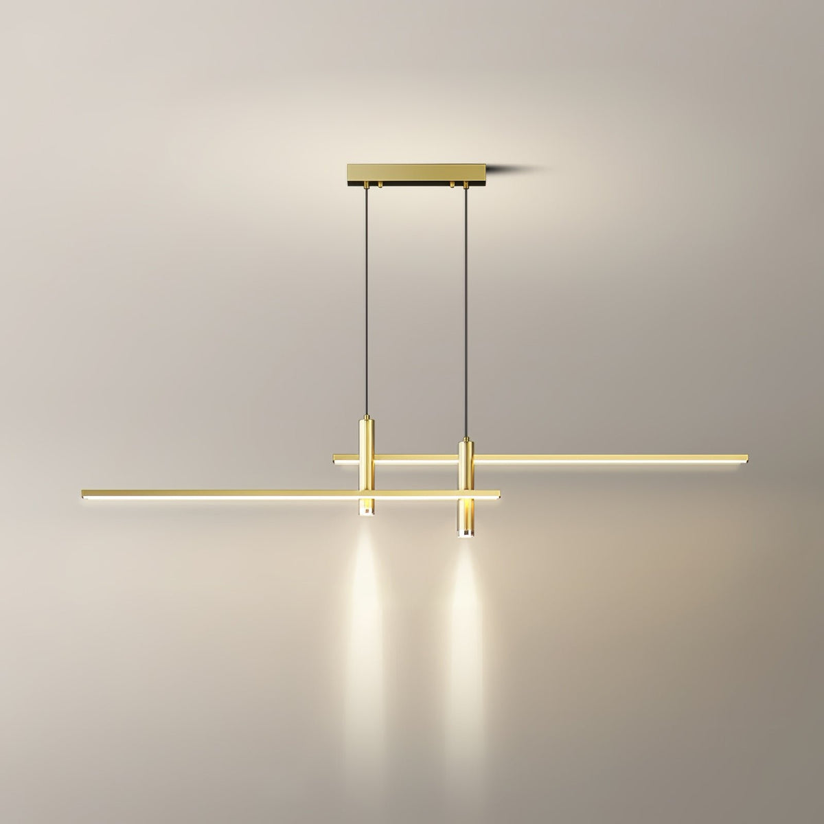 Moderne Metall LED Hängeleuchte Linear mit Spots Lifestyle