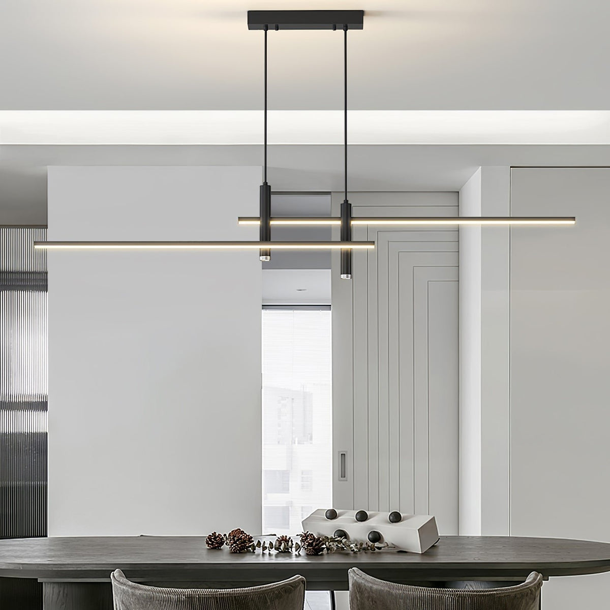 Moderne Metall LED Hängeleuchte Linear mit Spots View 13