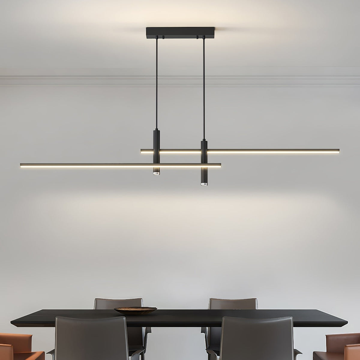 Moderne Metall LED Hängeleuchte Linear mit Spots View 15