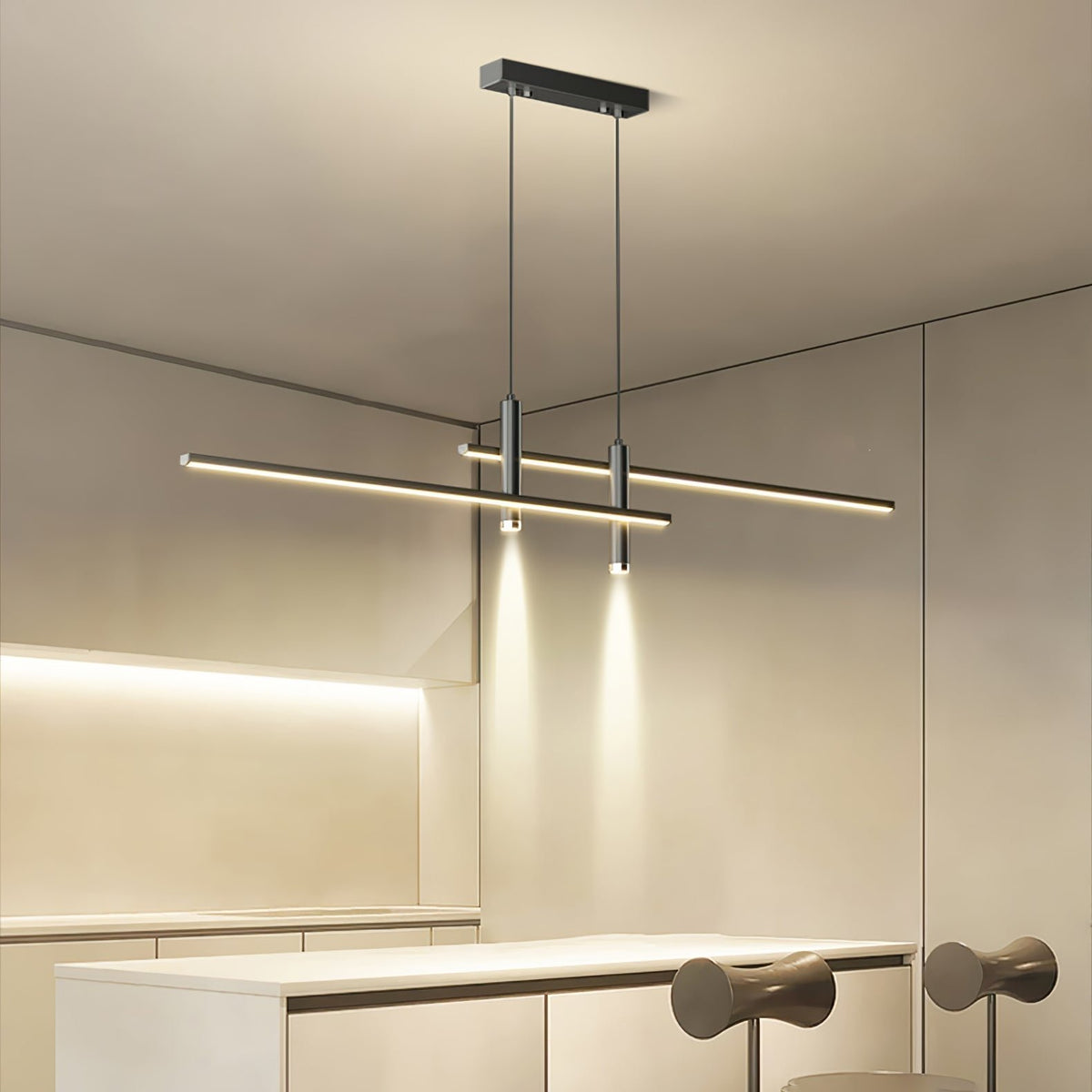 Moderne Metall LED Hängeleuchte Linear mit Spots View 21
