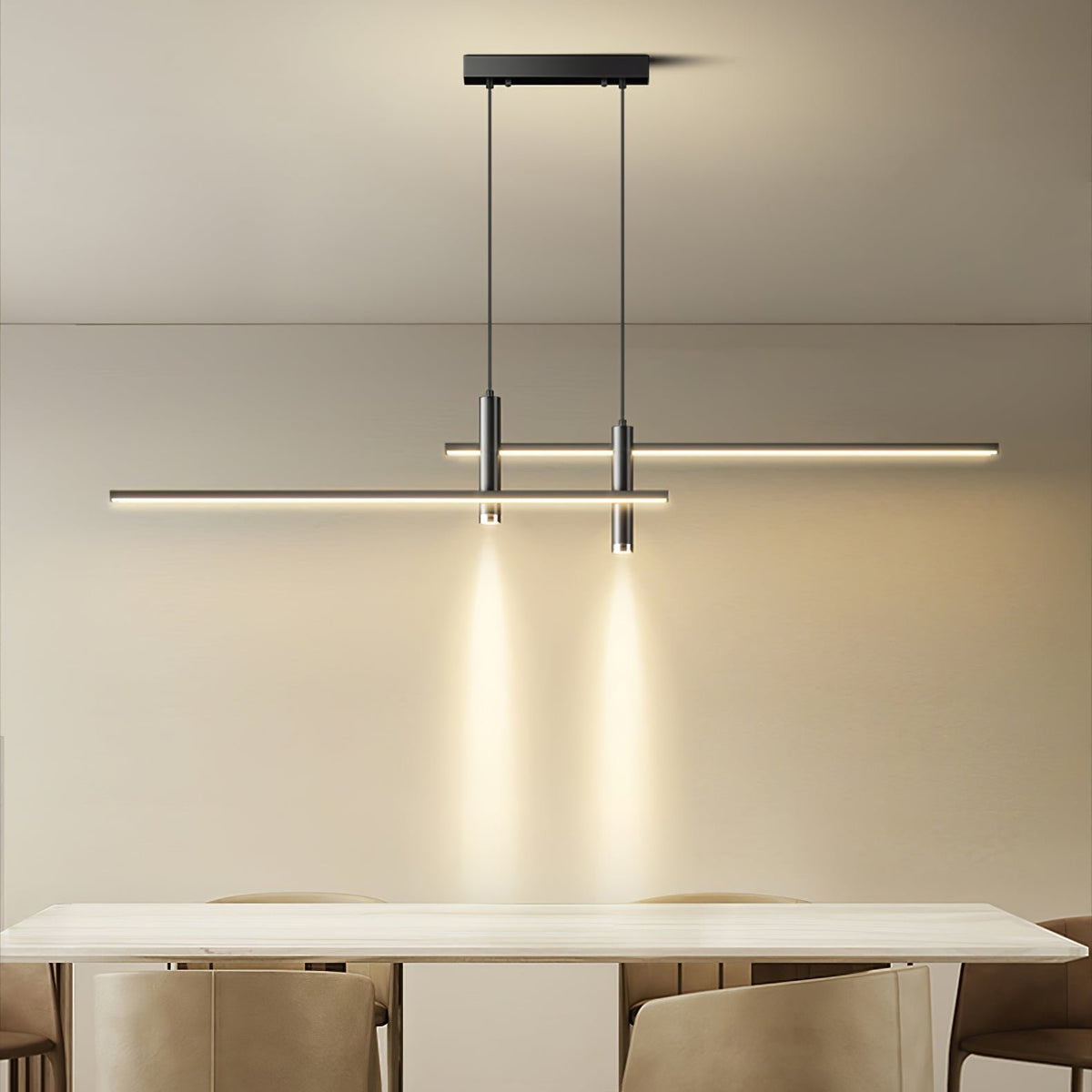 Moderne Metall LED Hängeleuchte Linear mit Spots View 23
