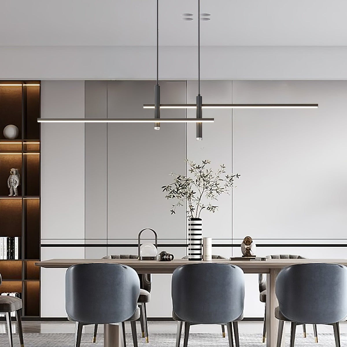 Moderne Metall LED Hängeleuchte Linear mit Spots View 24