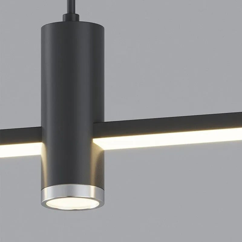 Moderne Metall LED Hängeleuchte Linear mit Spots View 30