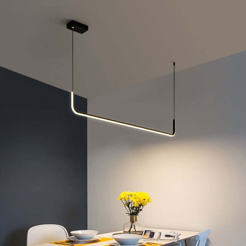 Moderne Metall LED Hängeleuchte mit Doppelrahmen Linear Alternate