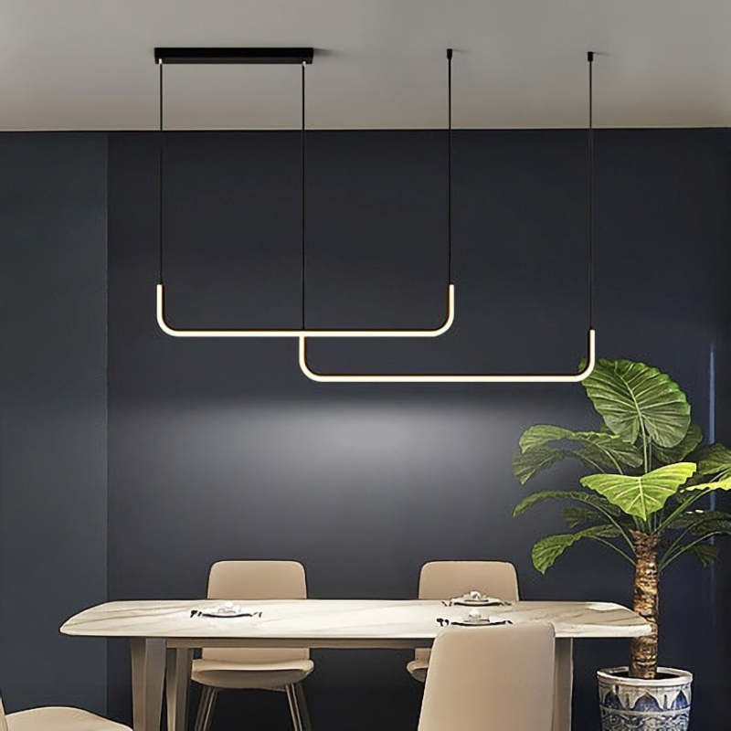 Moderne Metall LED Hängeleuchte mit Doppelrahmen Linear Detail