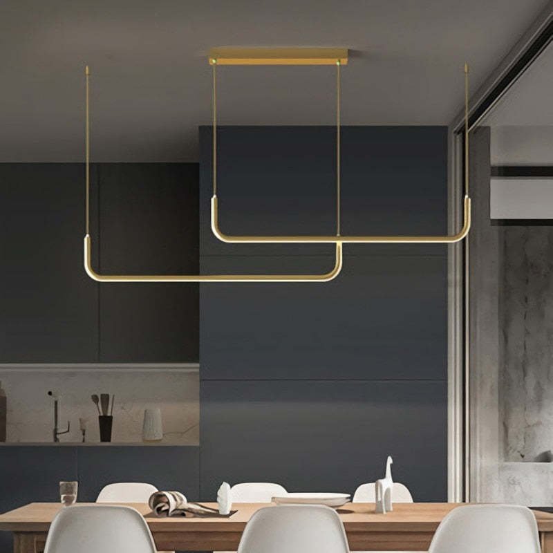 Moderne Metall LED Hängeleuchte mit Doppelrahmen Linear Lifestyle