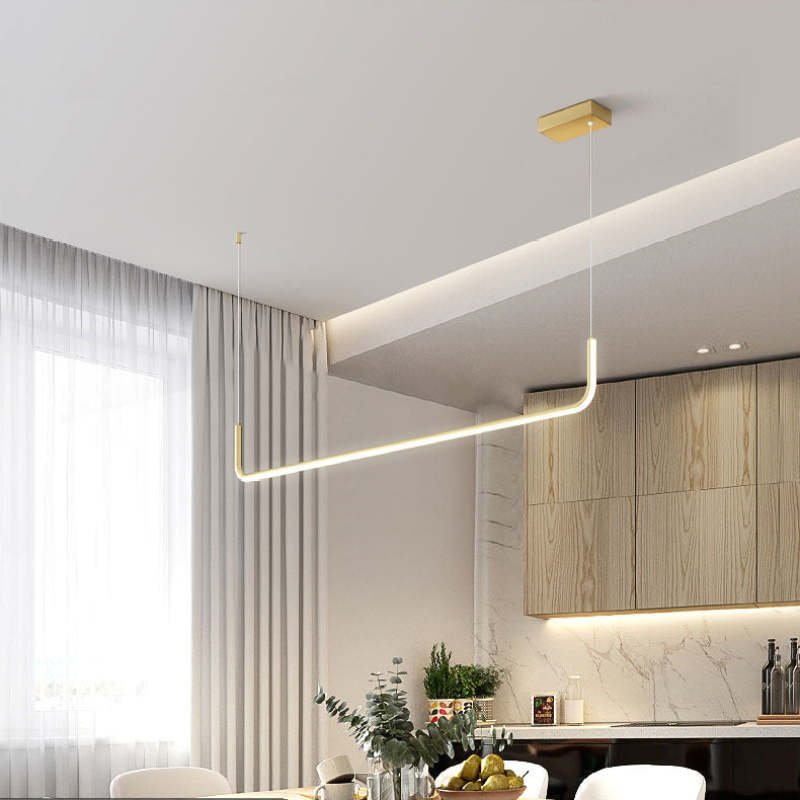 Moderne Metall LED Hängeleuchte mit Doppelrahmen Linear View 11