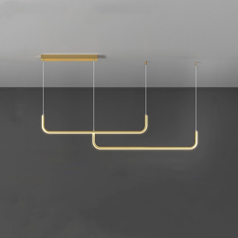 Moderne Metall LED Hängeleuchte mit Doppelrahmen Linear View 12