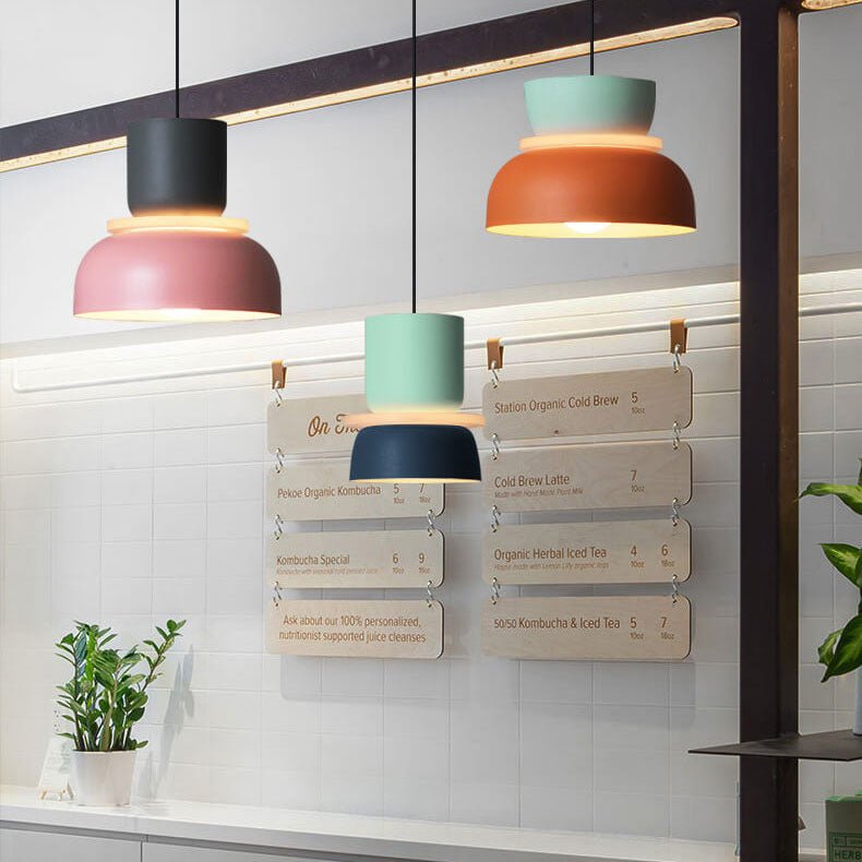 Moderne Metall LED Pendelleuchte im Macaron Stil Alternate
