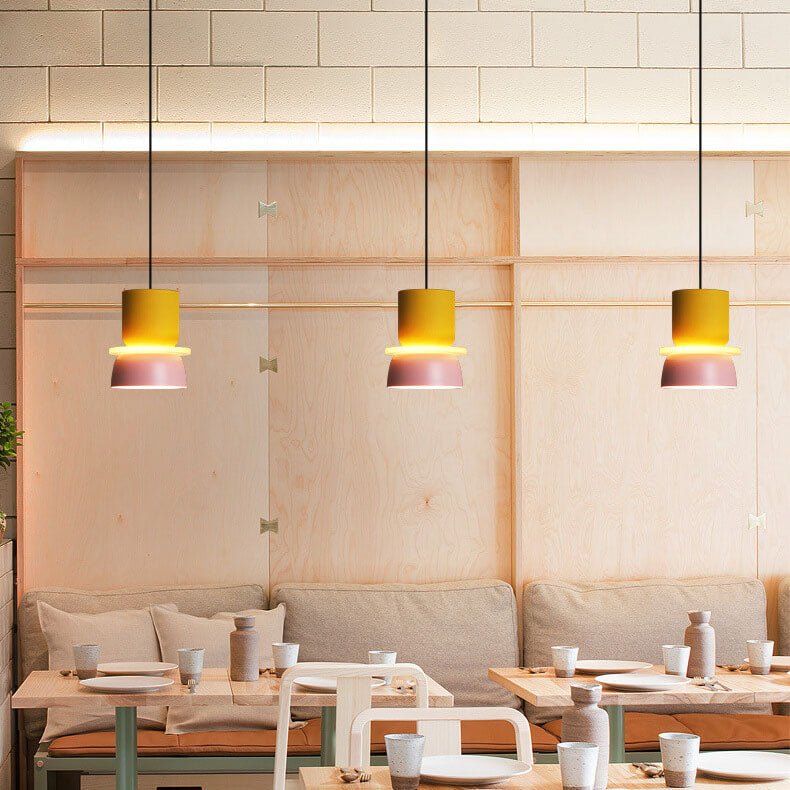 Moderne Metall LED Pendelleuchte im Macaron Stil Full
