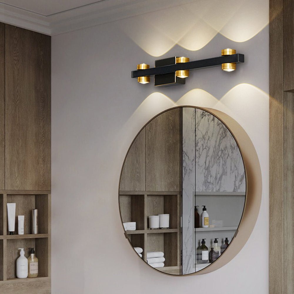 Moderne Metall LED Spiegel-Wandleuchte mit Schwenkspots Back