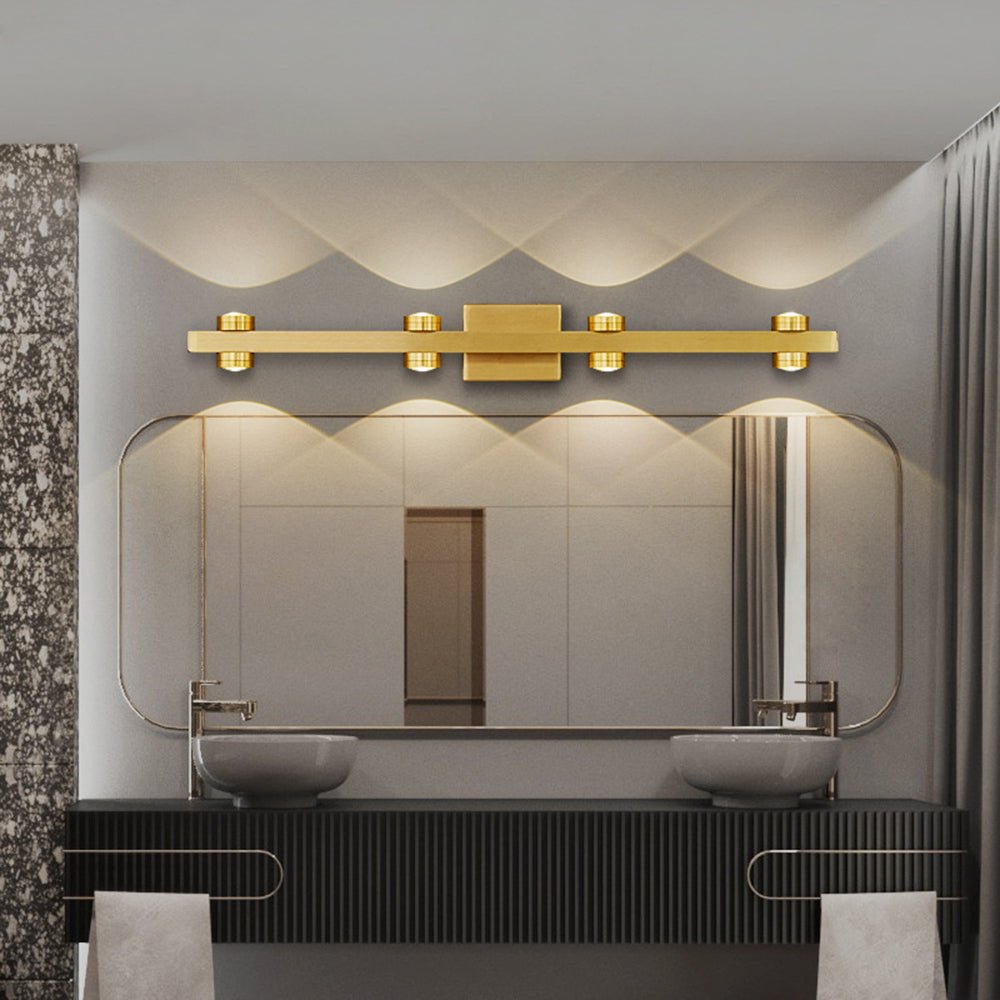 Moderne Metall LED Spiegel-Wandleuchte mit Schwenkspots Front