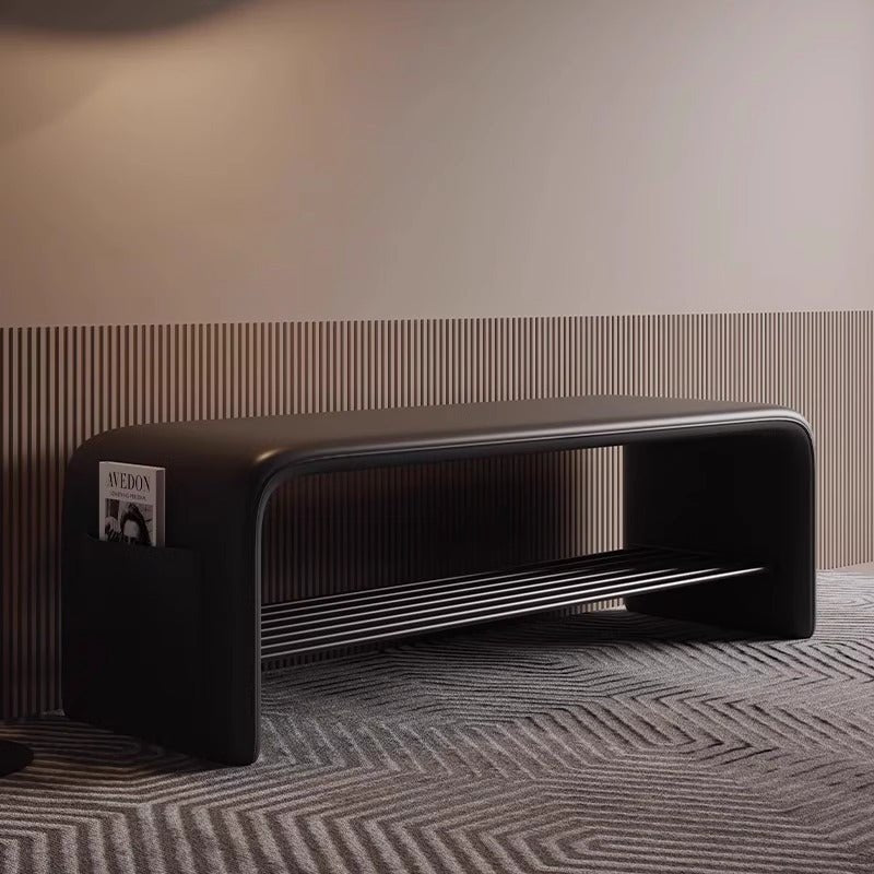 Moderne Schuhbank aus Kunstleder mit Stahlgestell Rechteckig Hero