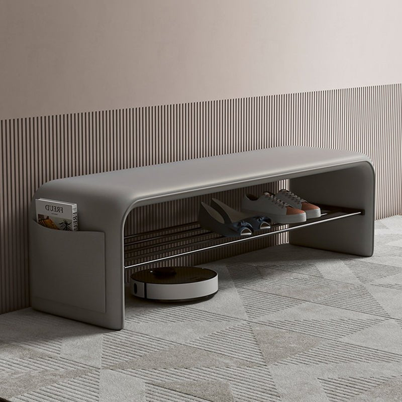 Moderne Schuhbank aus Kunstleder mit Stahlgestell Rechteckig Side