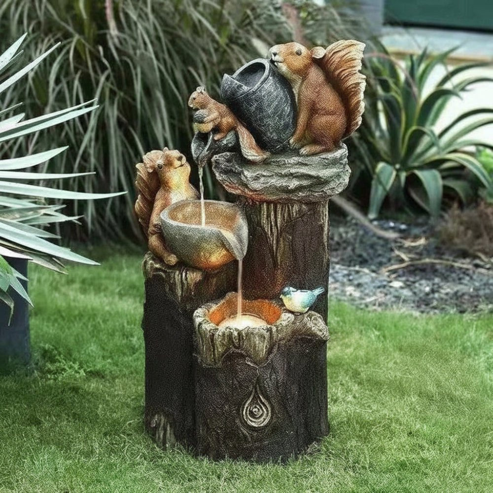 Outdoor Solar Gartenbrunnen mit Vogelbad Front