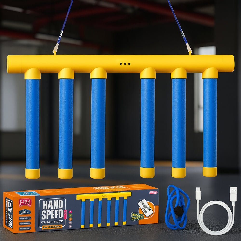 Reaktionsspiel mit Fallstäben Reflexspiel für Kinder Front