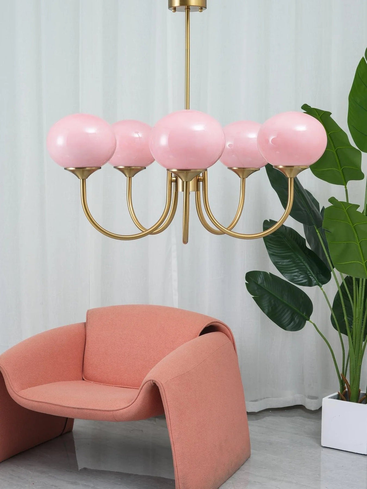 Retro Pendelleuchte mit kugelförmigen Glaskugeln Glamour Front