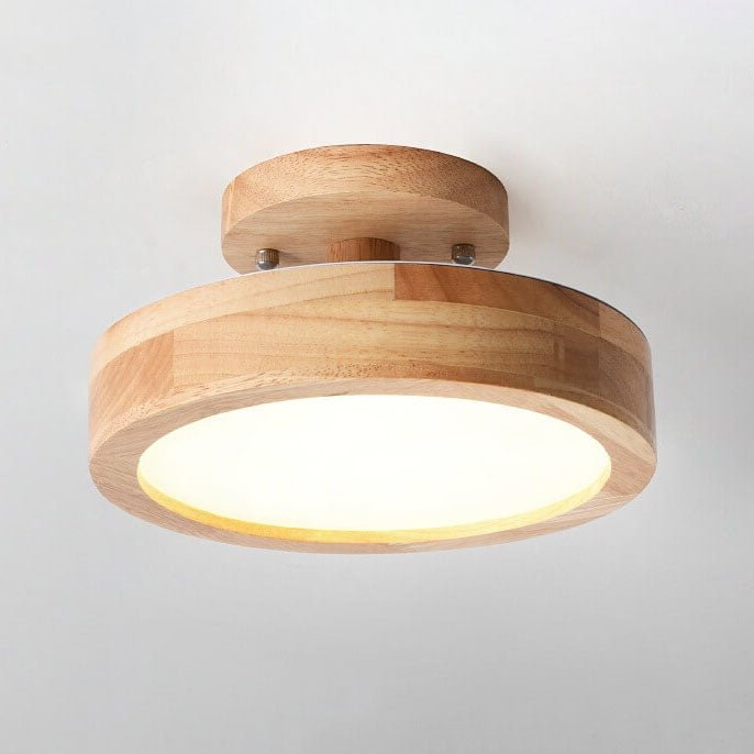 Skandinavische Holz LED Deckenleuchte Halbrund View 12