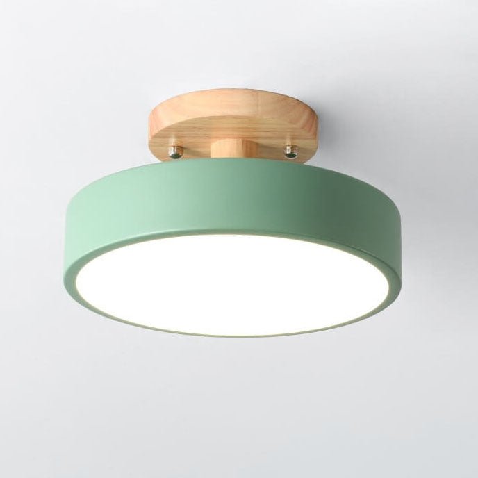 Skandinavische Holz LED Deckenleuchte Halbrund View 14