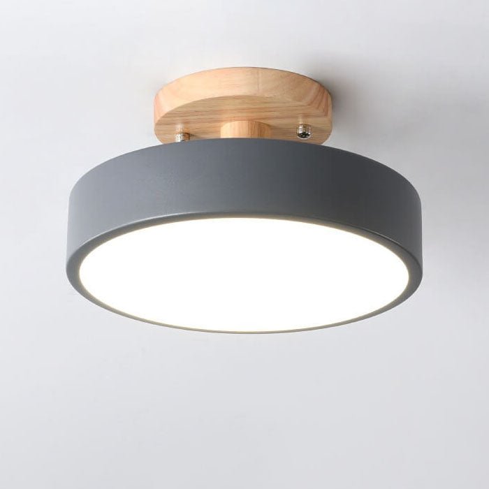 Skandinavische Holz LED Deckenleuchte Halbrund View 15