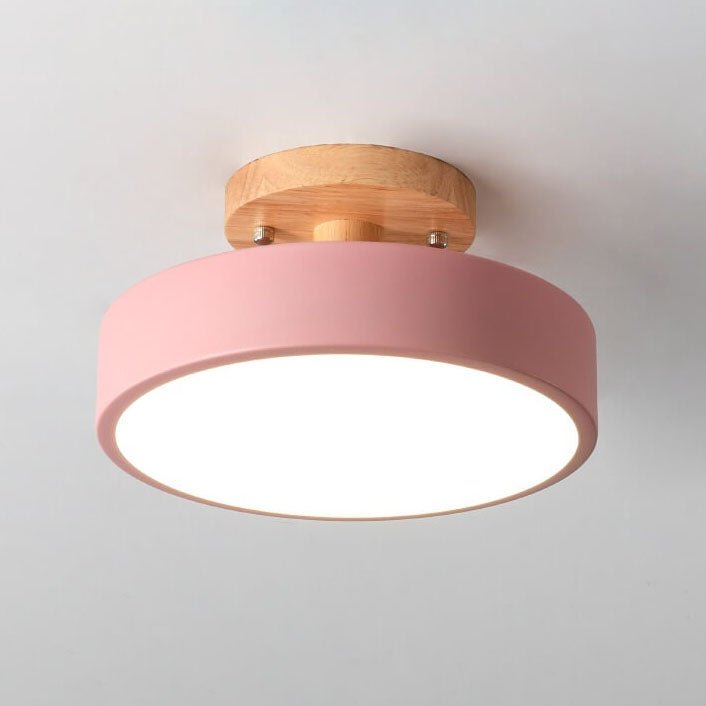 Skandinavische Holz LED Deckenleuchte Halbrund View 16