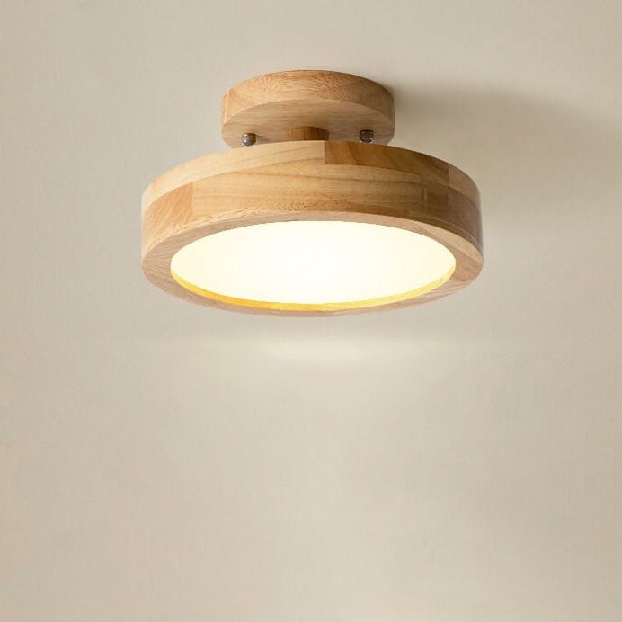 Skandinavische Holz LED Deckenleuchte Halbrund View 17