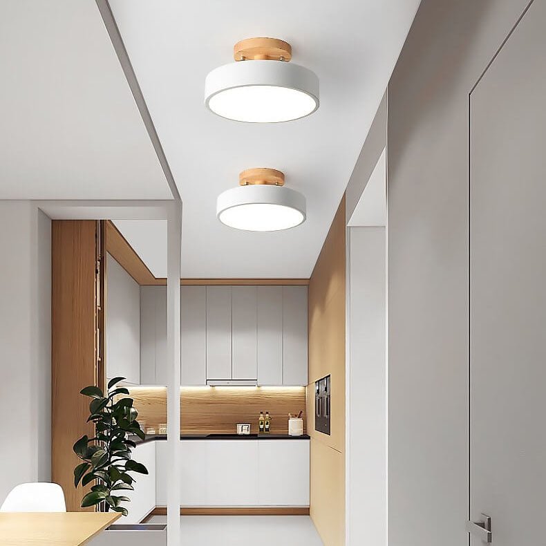 Skandinavische Holz LED Deckenleuchte Halbrund View 19