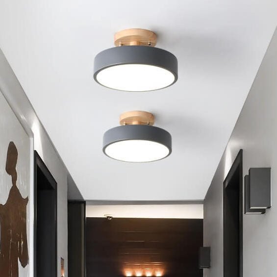 Skandinavische Holz LED Deckenleuchte Halbrund View 20