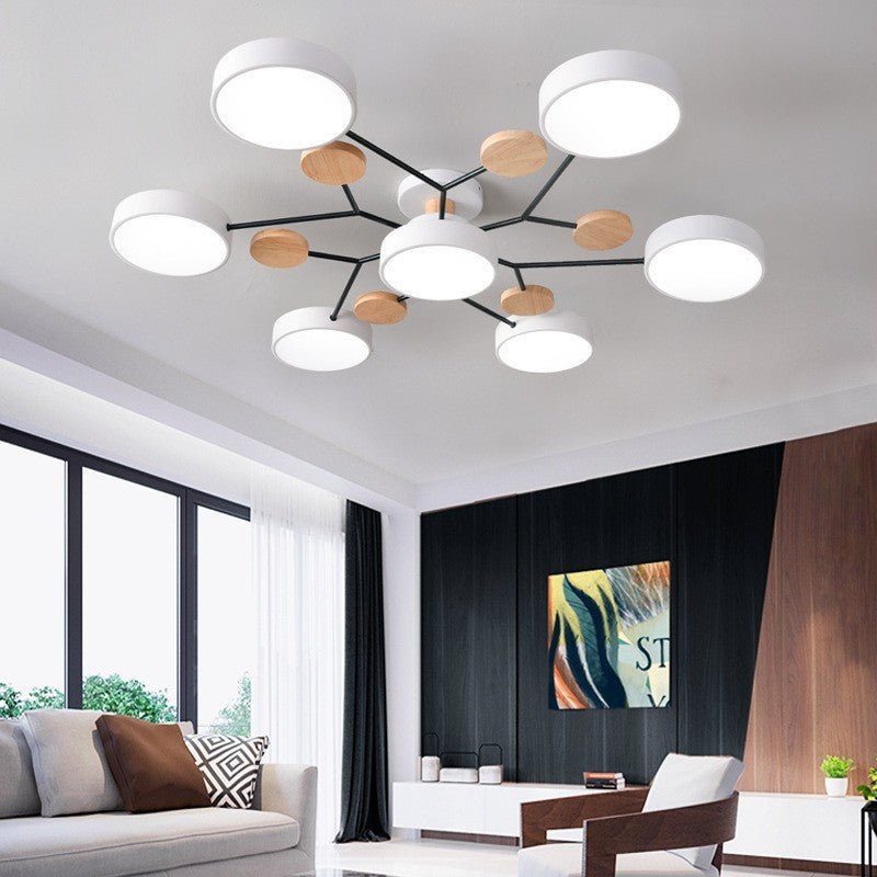 Skandinavische LED Deckenleuchte mit Ast Design Front