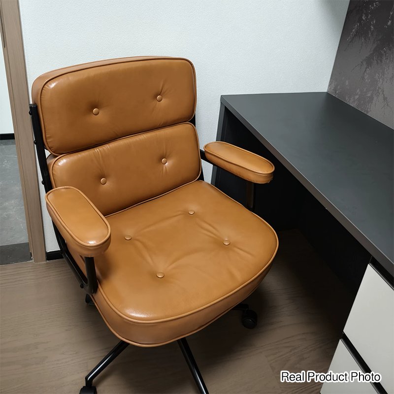 Skandinavischer Drehbarer Bürostuhl aus Leder Verstellbar Alternate