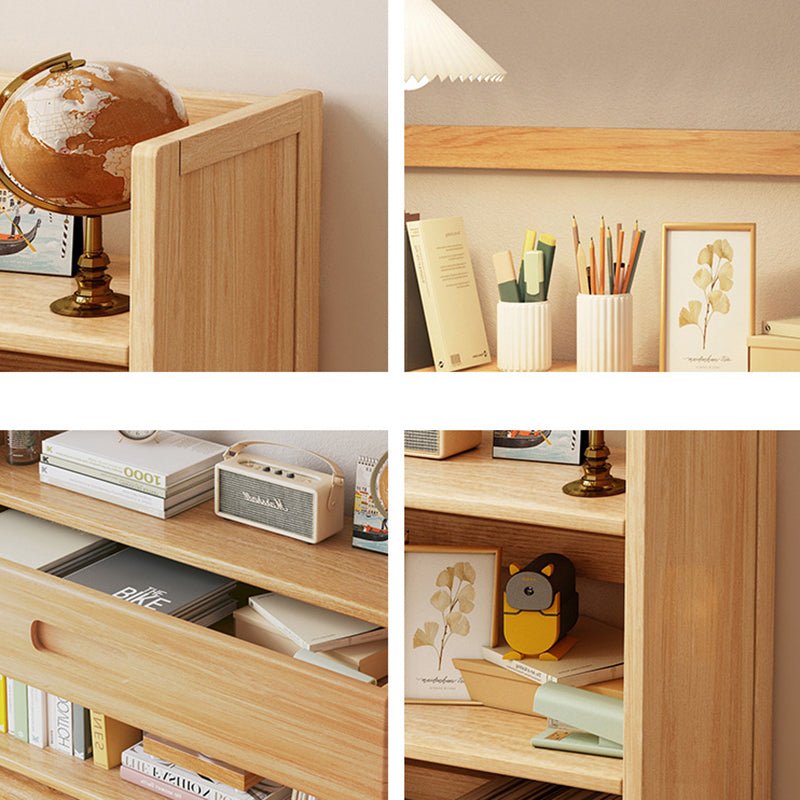 Skandinavisches Bambus Bücherregal mit Schubladen Zweilagig View 18