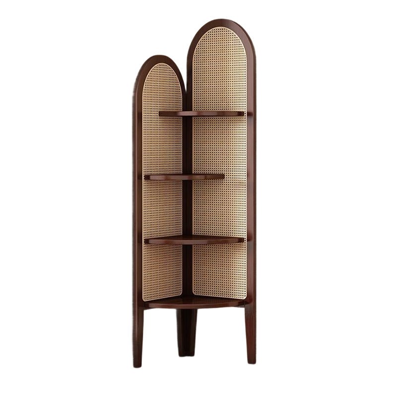 Traditionelles Bambus Eckregal mit Rattan Geflecht Vierlagig View 12