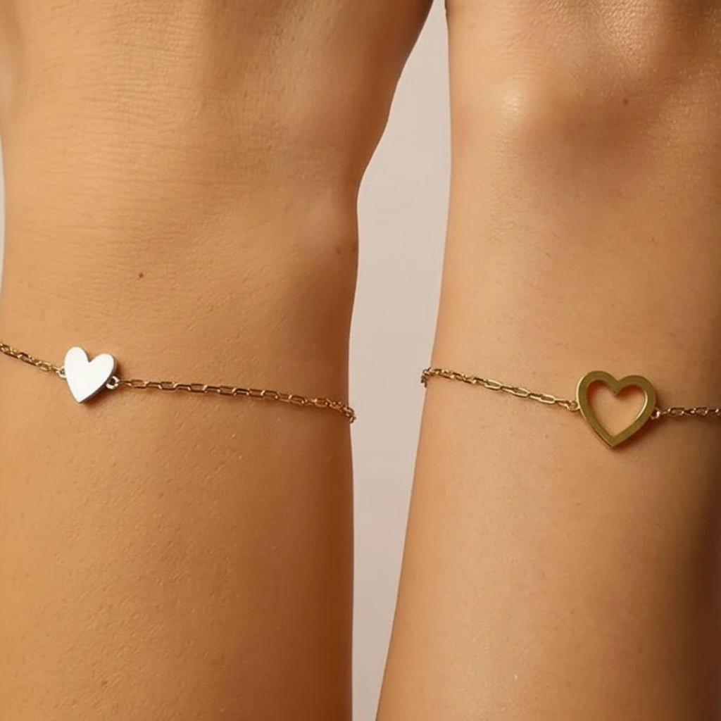 Verstellbares Herzarmband als Partner-Schmuck Angle