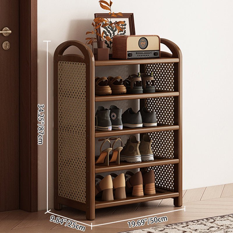 Vintage Bambus Rattan Schuhregal mit 5 Ebenen Side