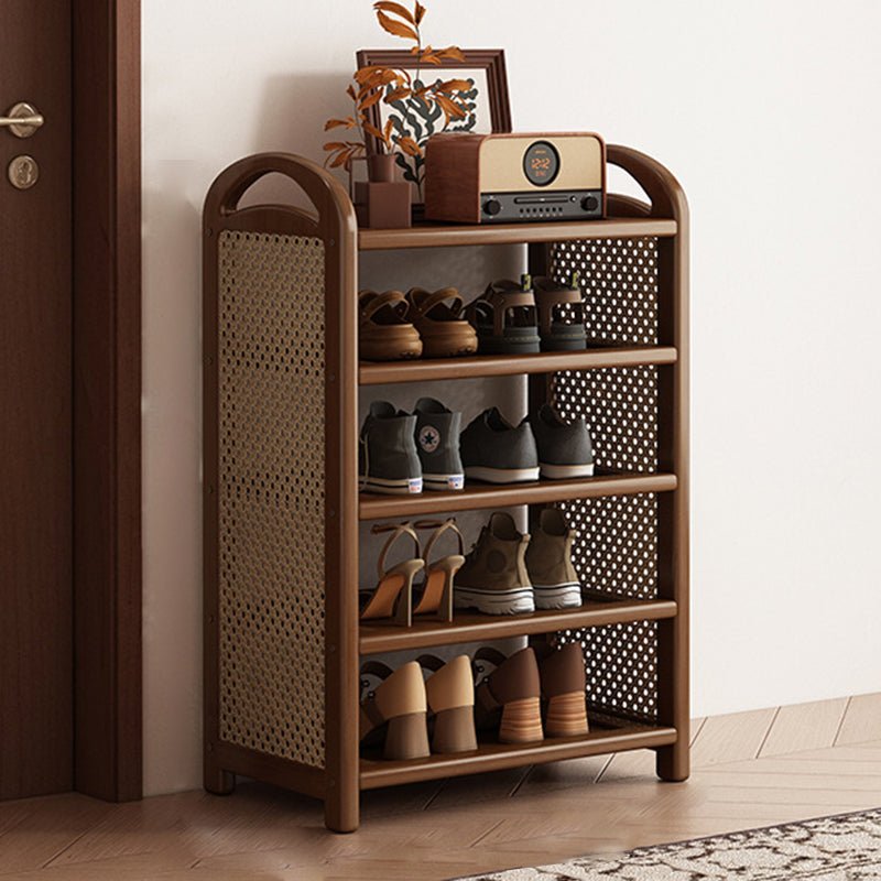 Vintage Bambus Rattan Schuhregal mit 5 Ebenen View 36