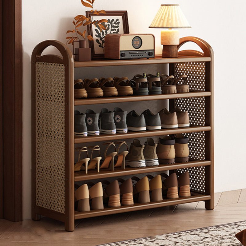 Vintage Bambus Rattan Schuhregal mit 5 Ebenen View 38