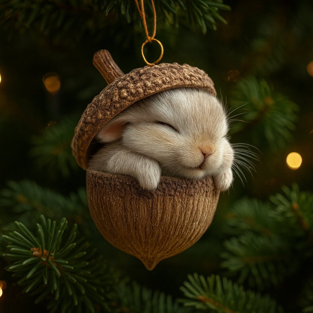 Weihnachtsdekoration Waldtiere in Eichel als Baumdeko Front